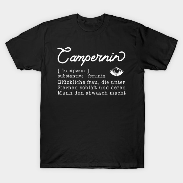 Damen Camperin Lautschrift Camping Geschenk Campingplatz T-Shirt by Gaming champion
